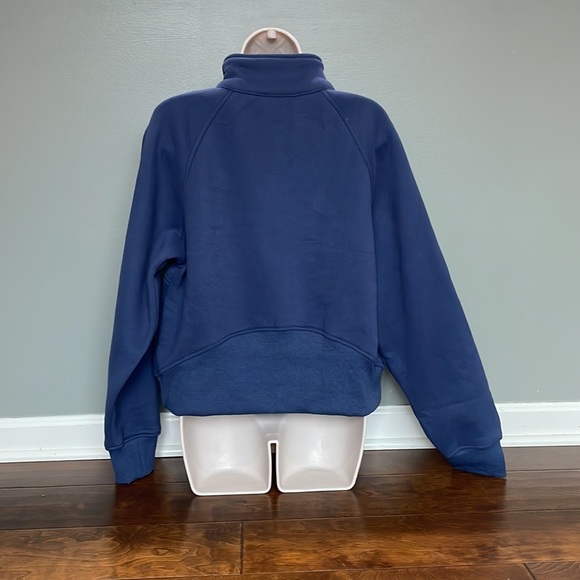 Navy Blue Half Zip Crop Pullover - Picture 8 of 11